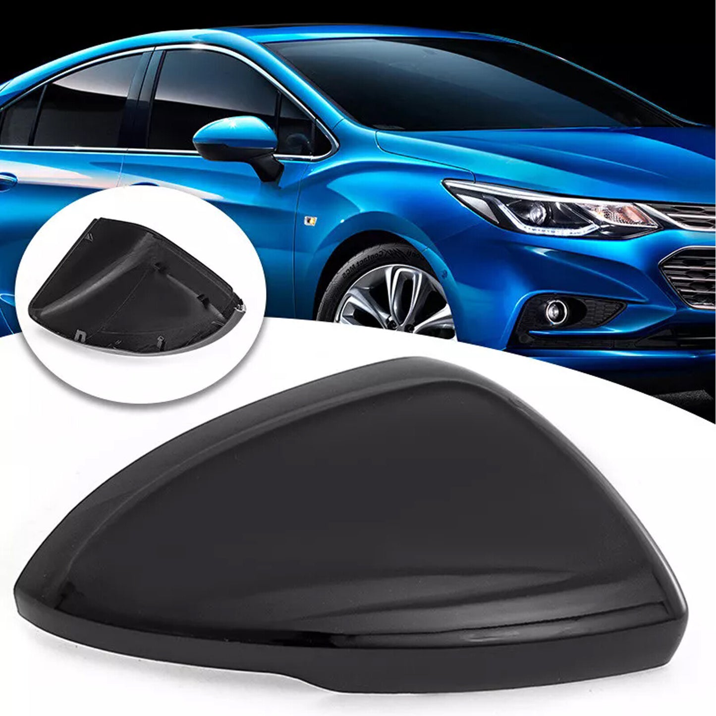 Gloss Black Right Passenger Side Mirror Cover for Chevrolet for Cruze 2017-2019