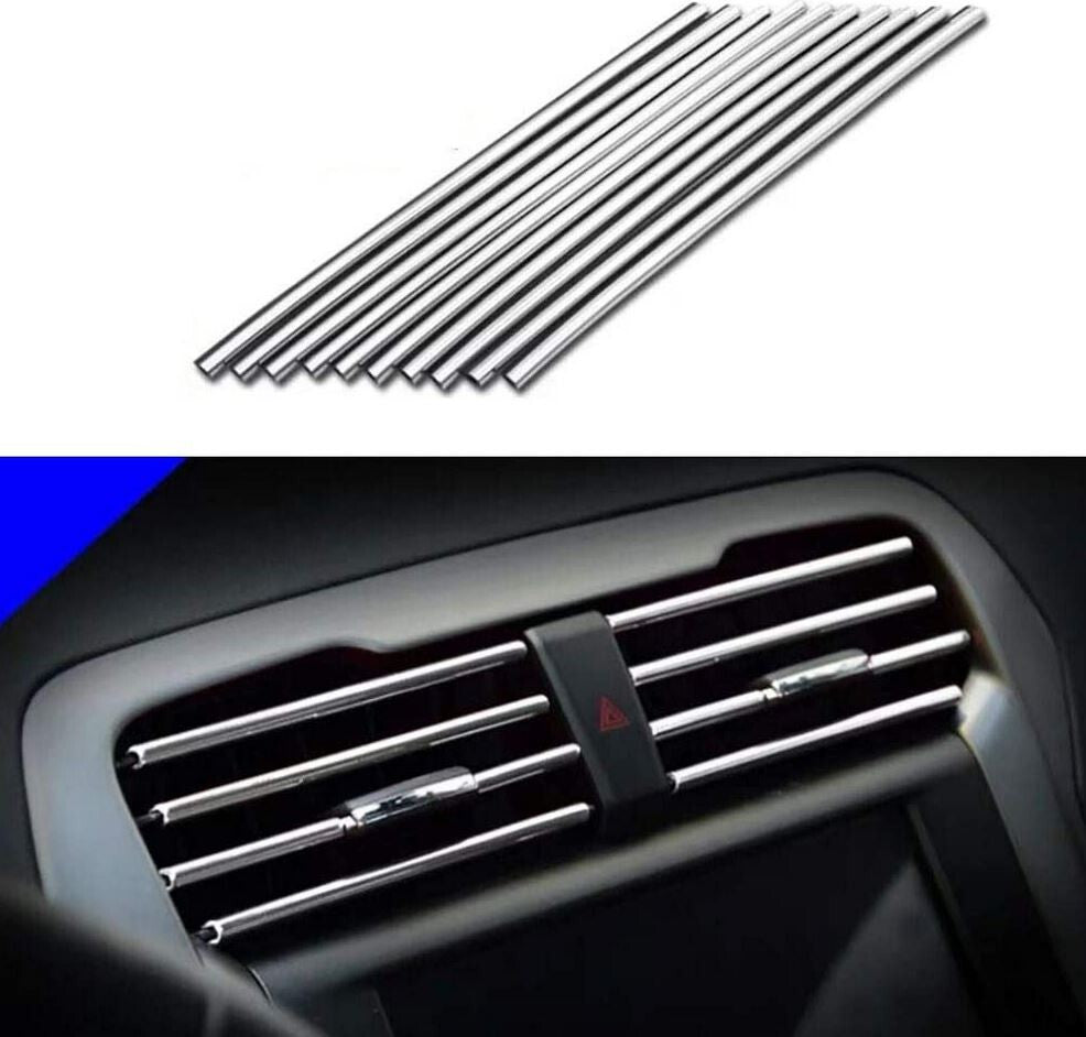 10-Piece Car Air Conditioner Socket Decorative Molded Strips in Silver for Chevrolet