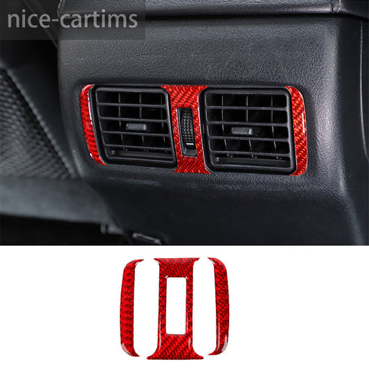 3¡ÁRed Carbon Fiber Rear Air Vent Outlet Switch Trim For Toyot@ 4Runner 2010-2023