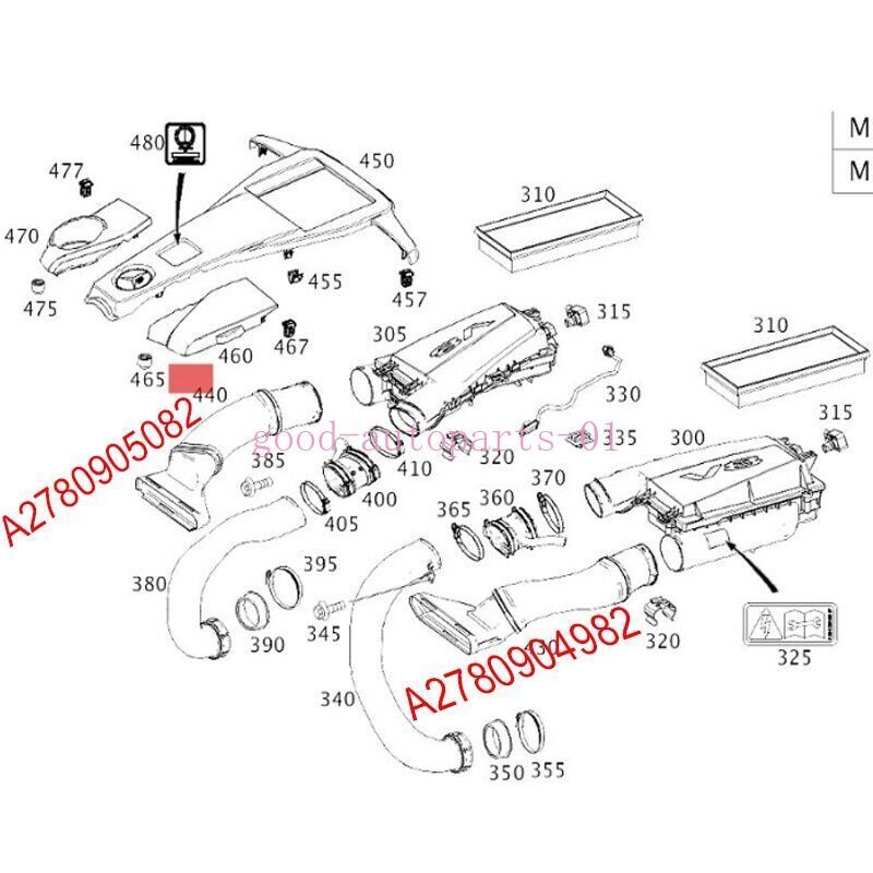 2  Engine intake hoses (left and right) suitable for 2014-2017 for Mercedes-Benz S500 S63 AMG.