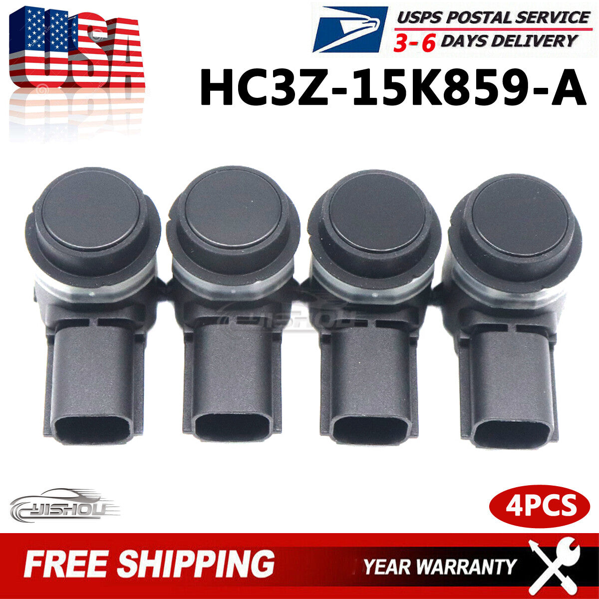4PCS Rear PDC Parking Aid Reverse Backup Bumper Sensor for Ford HC3T-15K859-EA