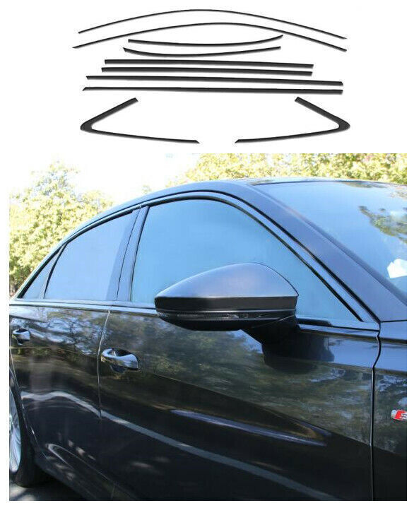 Black Look Steel Windows Strip Sill Molding Cover Trim for Audi A3 S3 2015-2020