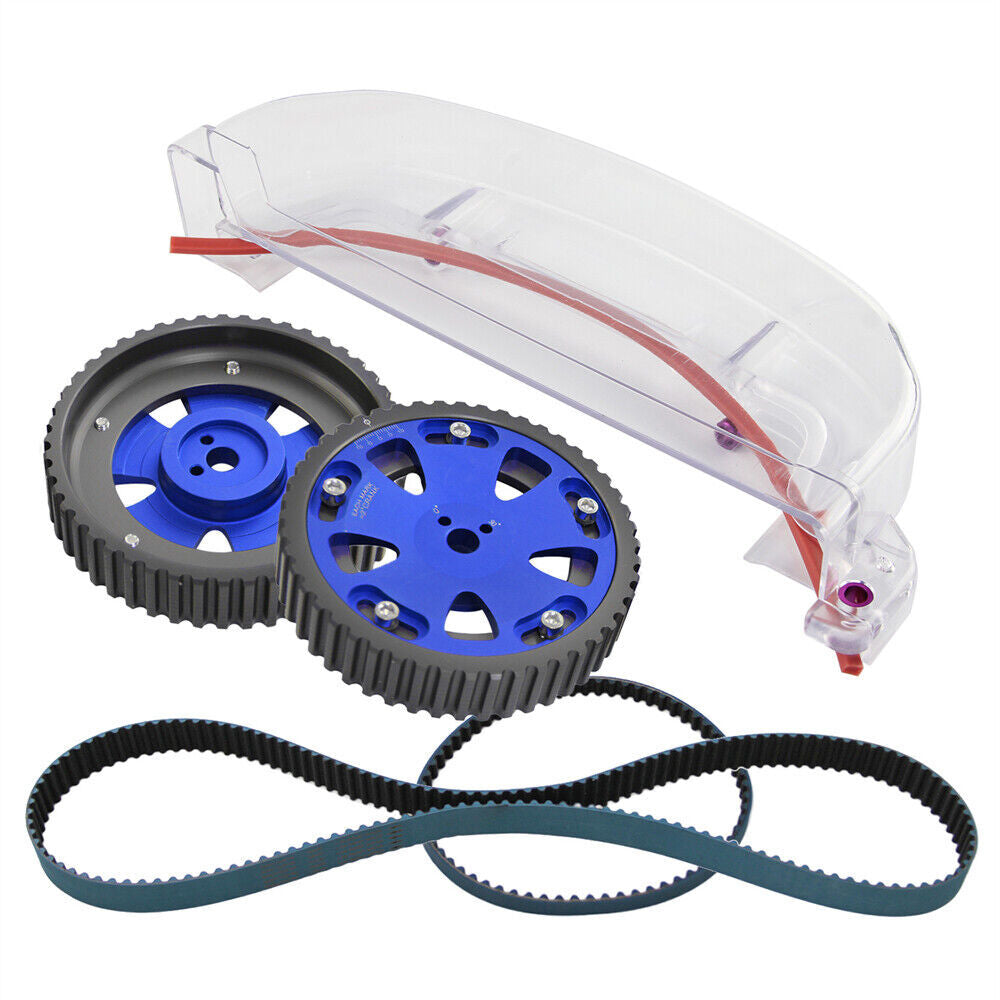 Cam Gear +Cam Cover +Timing Belt for Mitsubishi Lancer EVO 1-3 Eclipse 4G63 Blue