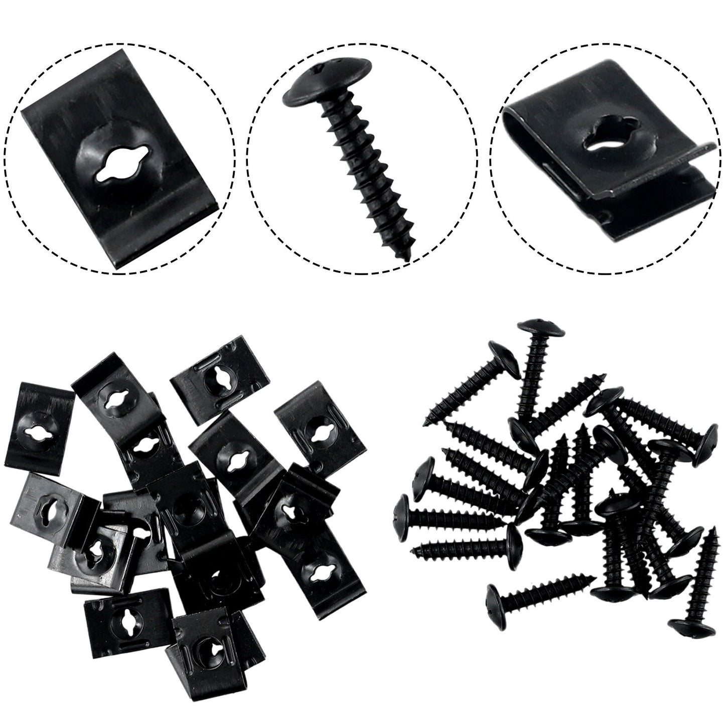 20pc Metal U-type Clip With Screw Car Bumper Fender Trim Panel Fasteners Kit New