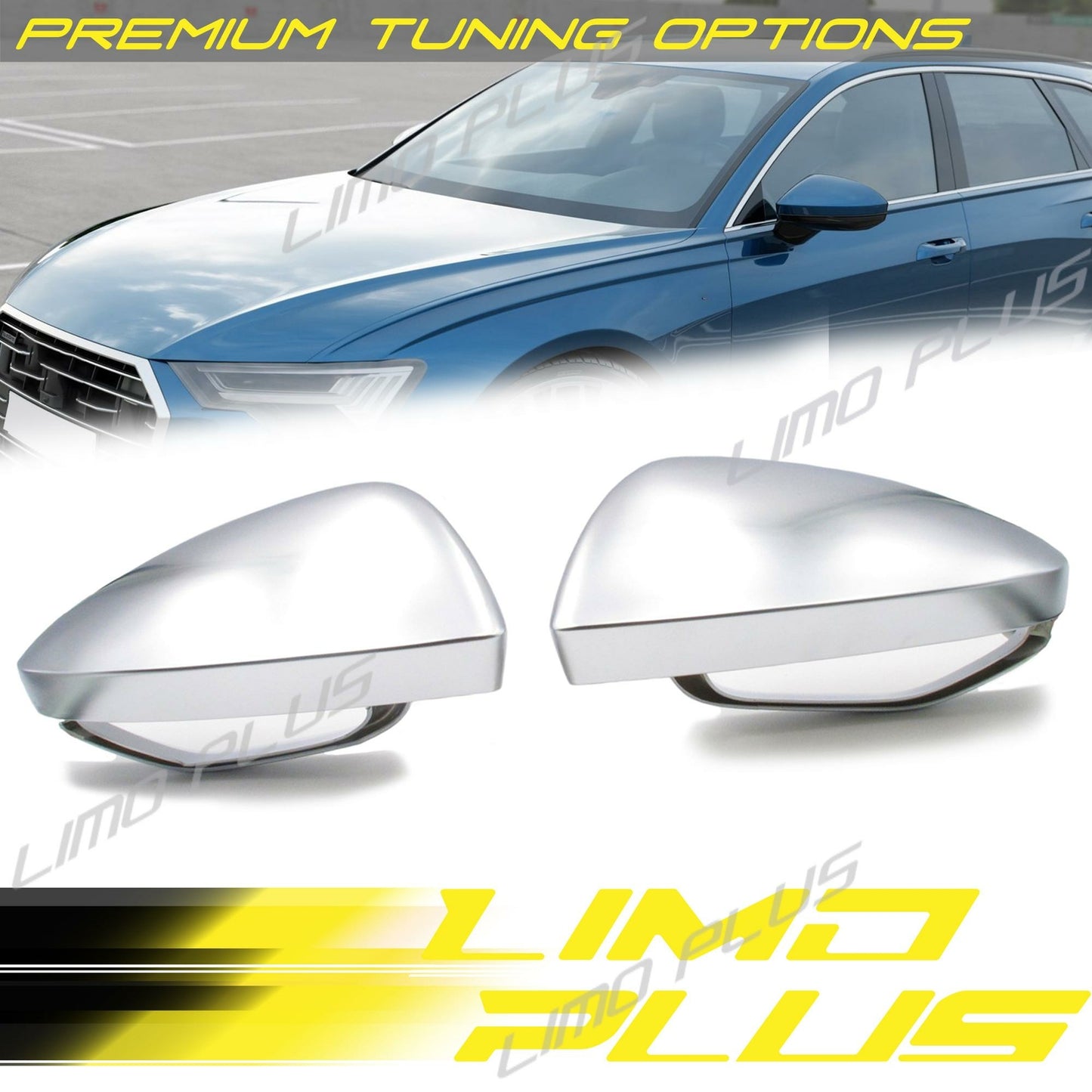 Matte Chrome Side Mirror Cover Caps for Audi for A6 C8 A7 for A8 19+ With Lane Assist