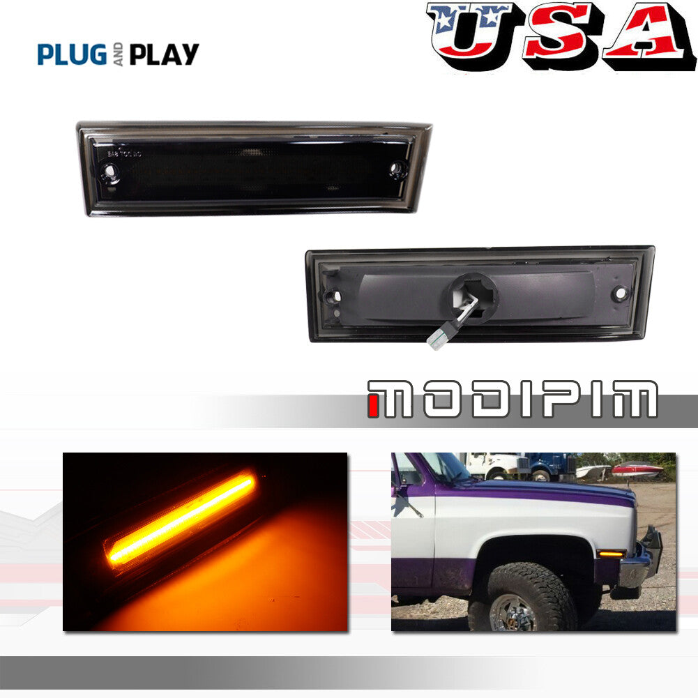 Smoked amber front bumper side marker lights suitable for 81-91 for Chevrolet C10 C20 C30 for GMC