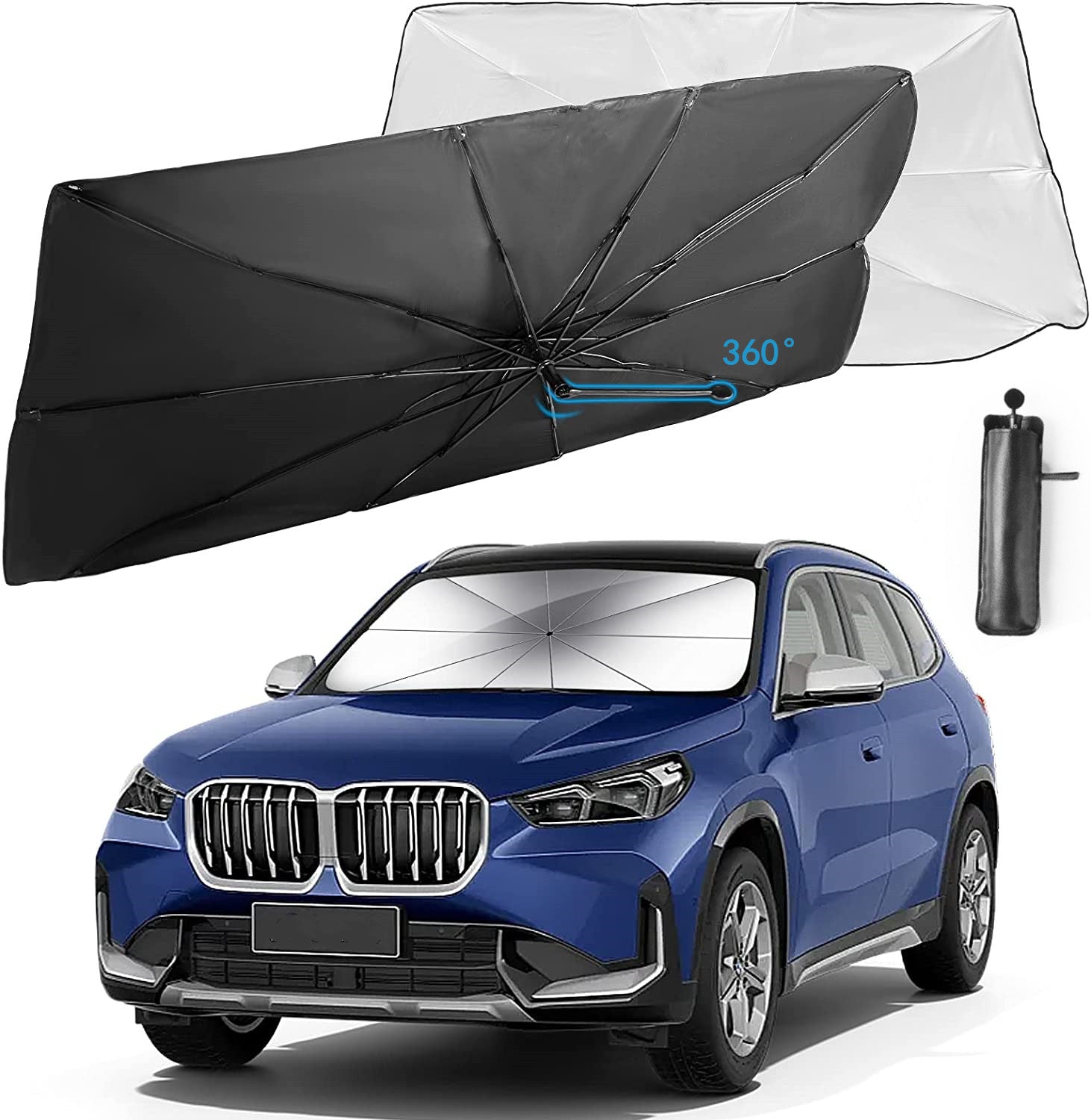for Ford Car Windshield Sun Shade Umbrella Cover W/ 360¡ãRotation Bendable Handle