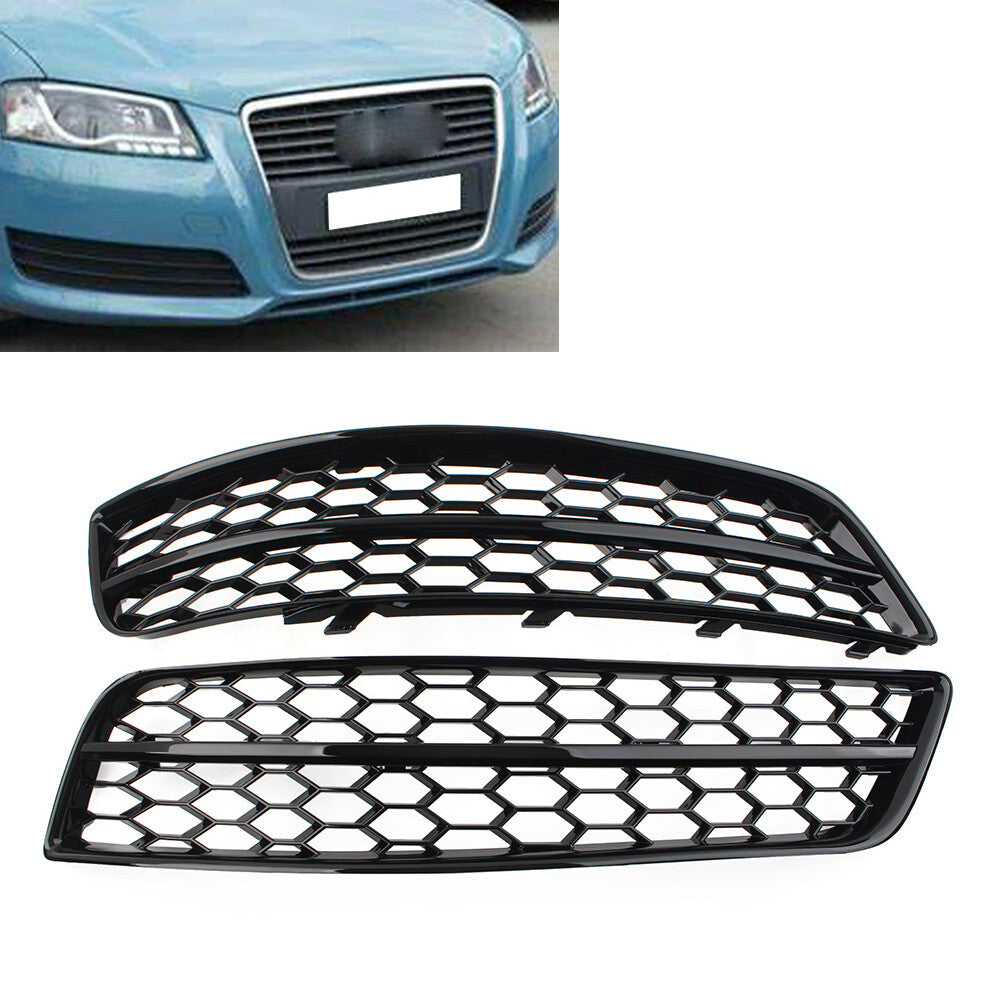 Pair Front Bumper Honeycomb Fog Light Grille Cover for Audi A3 8P 2009-2013