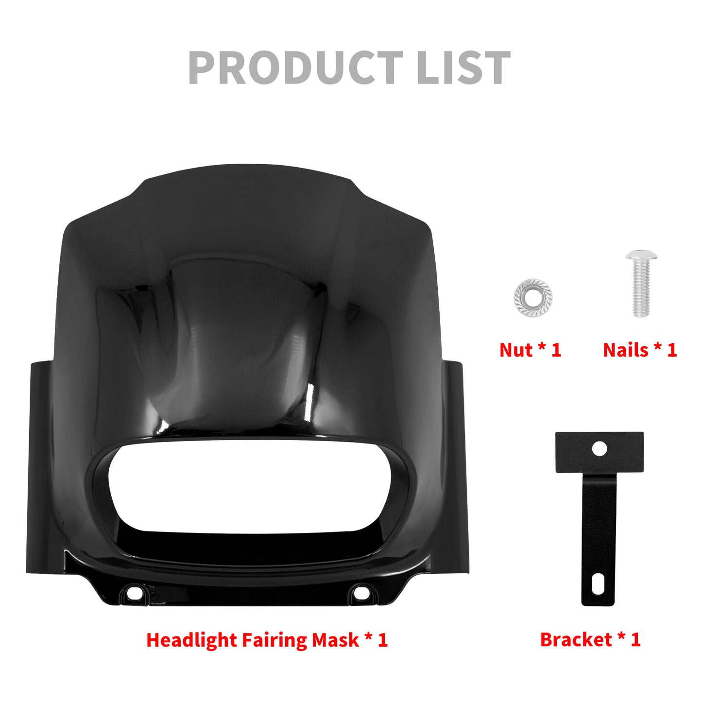 Gloss Black Headlight Fairing Mask Cowl Fits for Harley Softail M8 Fat Bob 18-22