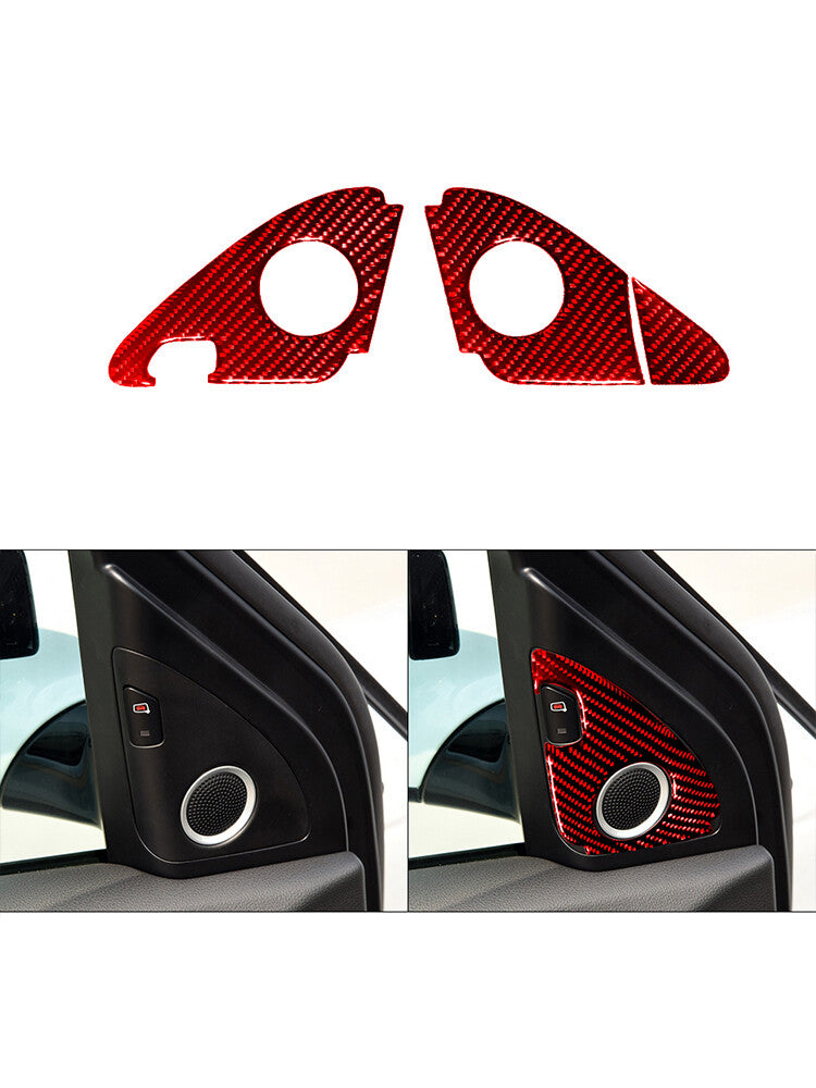 3X Red Carbon Fiber Side Door Horn Trim for Audi Q5 2009-2017