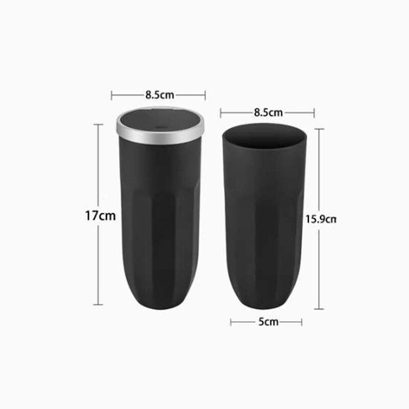 2Pcs Car Trash Can w/ Lid Car Trash Can Cup Holder Press Open Vehicle Trash Bin