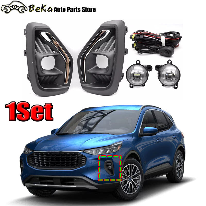 1 set of for Ford Escape 2023 + front bumper LED fog lights + light covers + wiring harness