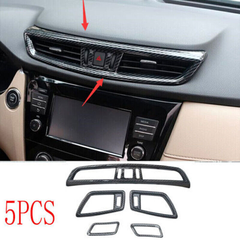 for Nissan Rogue 14-20 ABS Carbon Fiber Inner Dashboard Air Outlet Cover Trim 5X