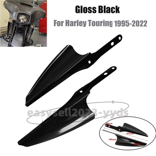Black Front Fork Mount Wind Deflectors Windshield for Harley Touring 1995-2023