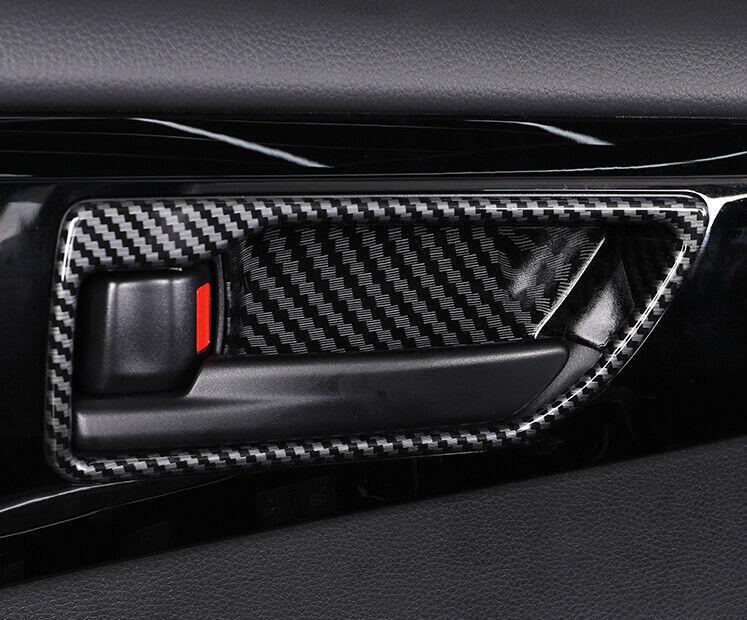 Carbon Fiber Style Inner Door Bowl Cover 4pc Fit for Toyota Highlander 2020-2023