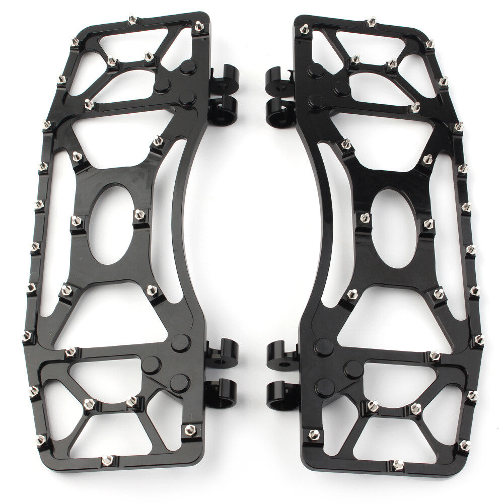 Black Wide Foot Pegs Floorboard Floor Board For Touring Electra Road Glide Dyna