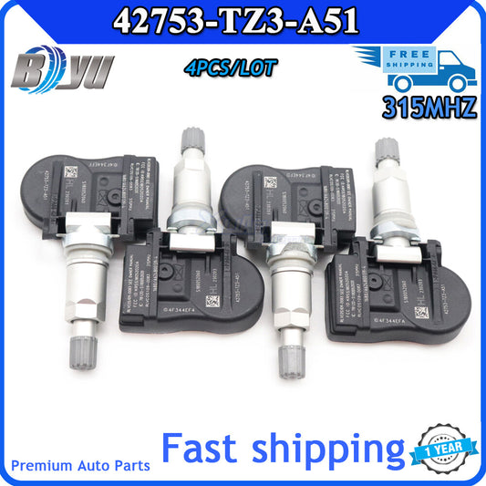4-pack TPMS tire pressure sensors for Honda for Acura ILX MDX 315MHz 42753-TZ3-A51