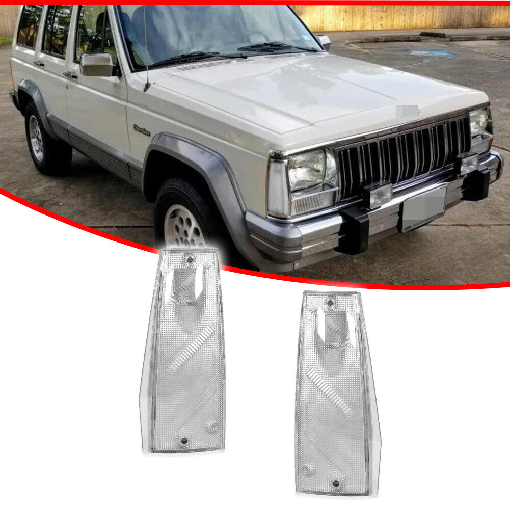 2-Piece Transparent Front Marker Lighthouse for 1984-1996 for Jeep Cherokee Wagoneer