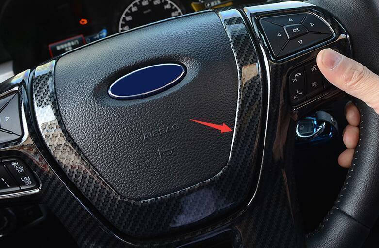 for Ford Ranger 2015-2023 Carbon Fiber Steering Wheel Horn Button Cover Trim 1pc