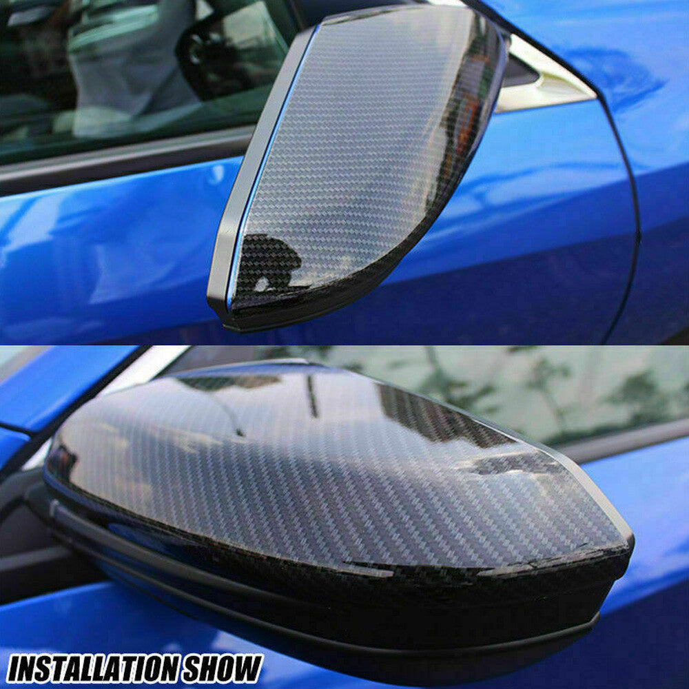 Pair Side Mirror Cap Cover trim for HONDA for CIVIC 2016-2021 Carbon Fiber Style US