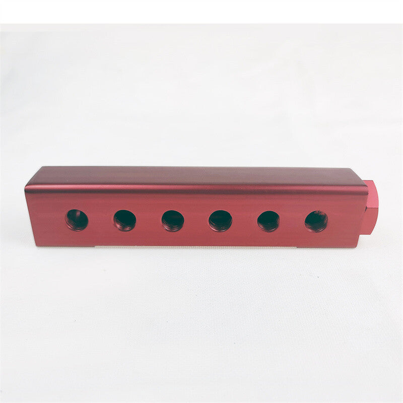 Red 6 Port Vacuum Block Intake Manifold Kit Fuel Gas Wastegate Turbo Boost