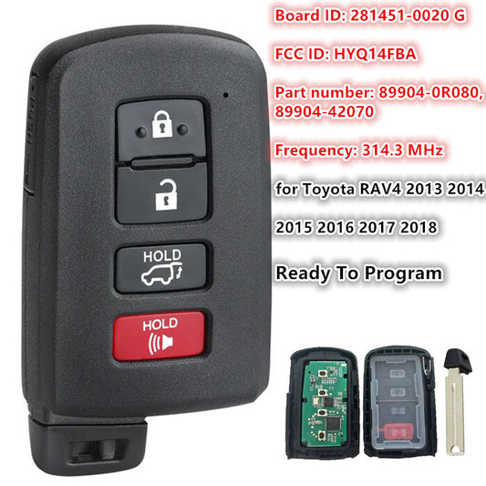 Unlockable version compatible with 2013-2018 for Toyota RAV4. KEYLESS remote control HYQ14FBA 281451-0020