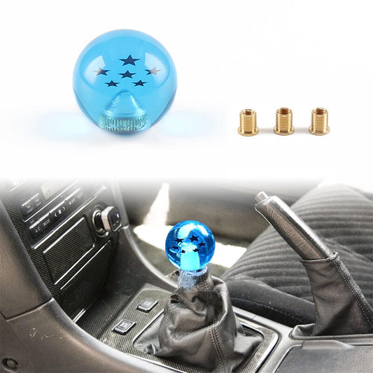 1Pc Blue Dragon Ball Shift Knob W/3 Adapter Universal Manual Transmission 6 Star