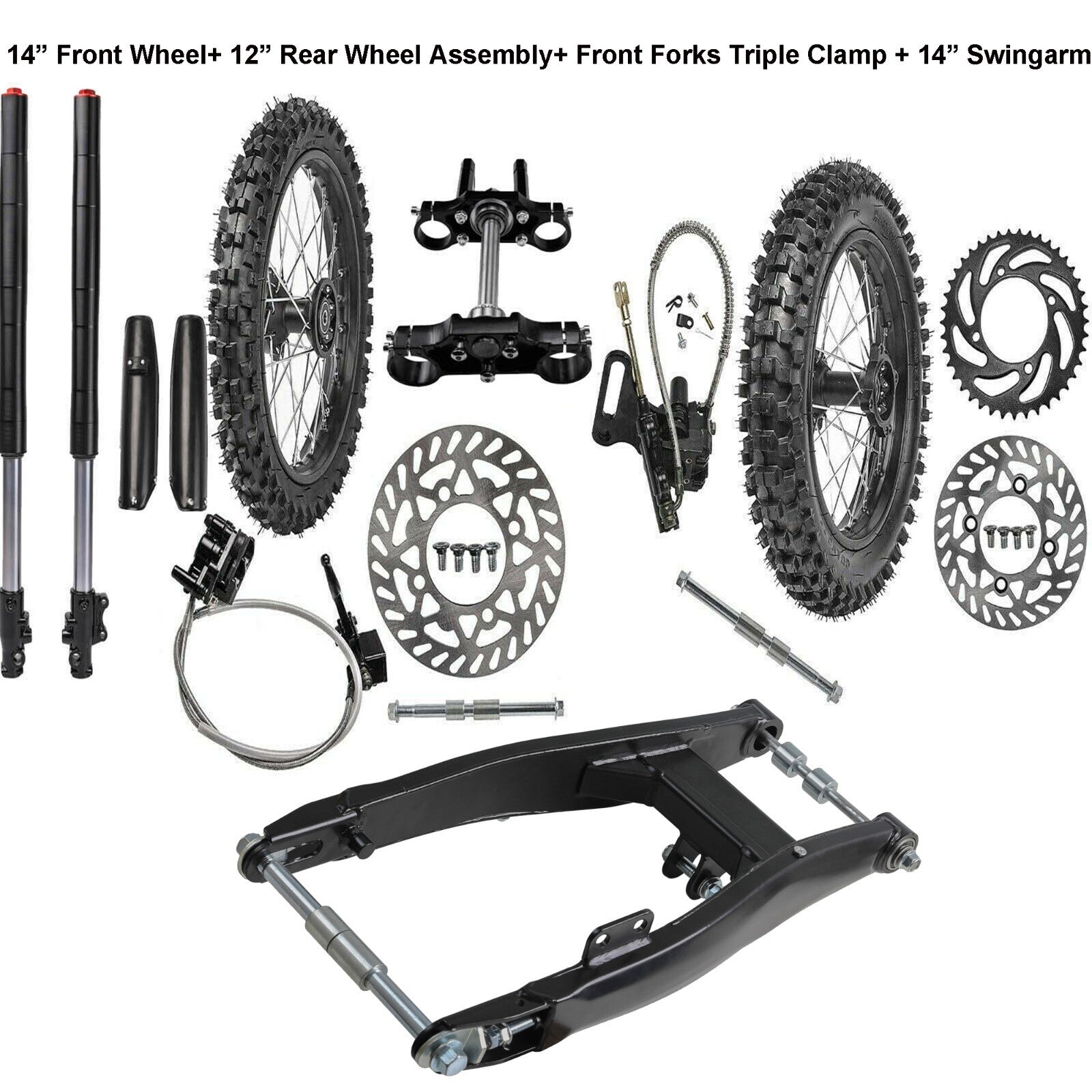 14 12 Wheels 80/100-12 60/100-14 Tyre Front Forks Swingarm CRF50 CRF70 KLX110