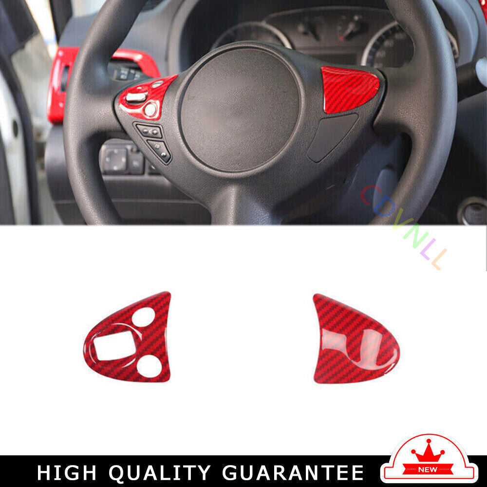 Steering Wheel Button Frame Trim Fit for Nissan Sentra 16-19 Red Carbon Fiber