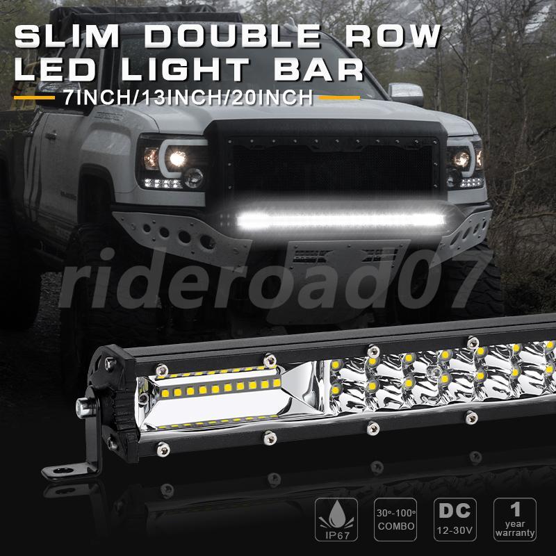 7 Ultra Slim LED Light Bar Spot Flood Combo Work Offroad Truck Driving ATV SUV