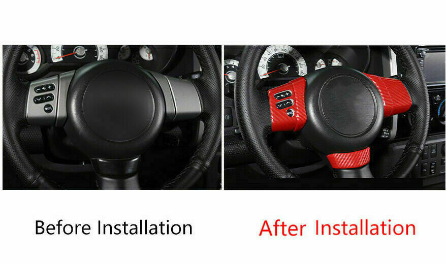 for Toyota FJ Cruiser 2007-21 Red Carbon Fiber Steering Wheel Button Cover Trim
