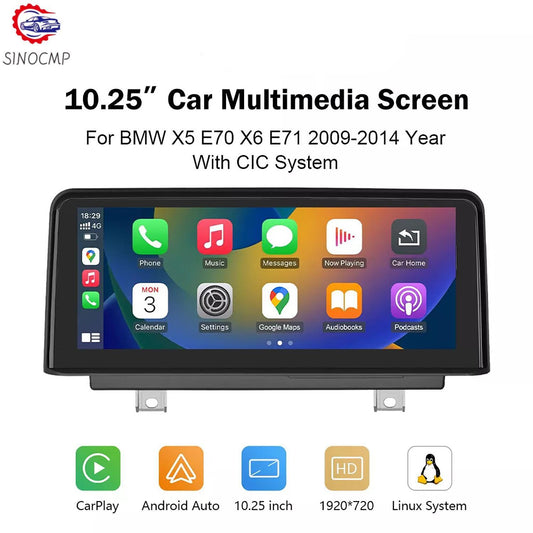 10.25 CarPlay Car TouchScreen For 2011-2013 for BMW X5 E70 X6 E71 CIC Android Auto