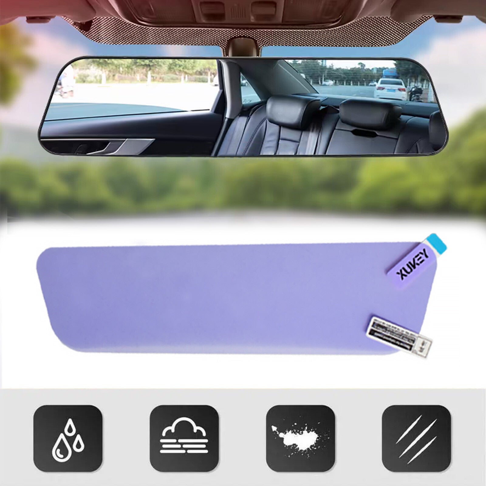Rearview Interior Mirror Anti - Glare Blind Spot Wipes Scraper Transparent Car