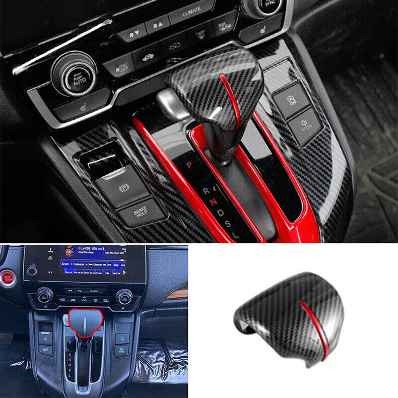 for Honda CR-V 2017-2022 Carbon Fiber&Red Gear Shift Knob Molding Cover Trim cap