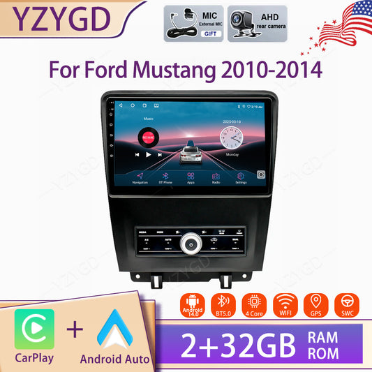 10 Android 14 Car Radio Apple Carplay for Ford for Mustang 2010-2014 Stereo GPS Nav