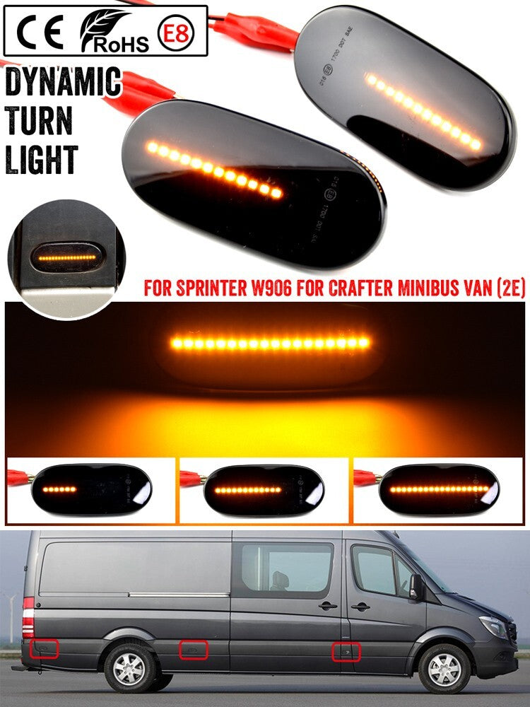 LED Dynamic Side Marker Turn Signal Lights Indicator Lamp for Benz Sprinter W906