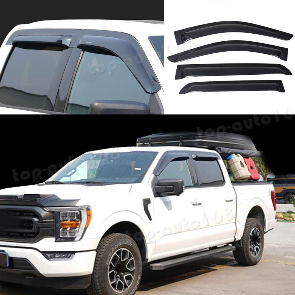 for Ford F-150 2021-2024 Smoke Window Wind Visors Rain Sun Guard Vent Deflectors