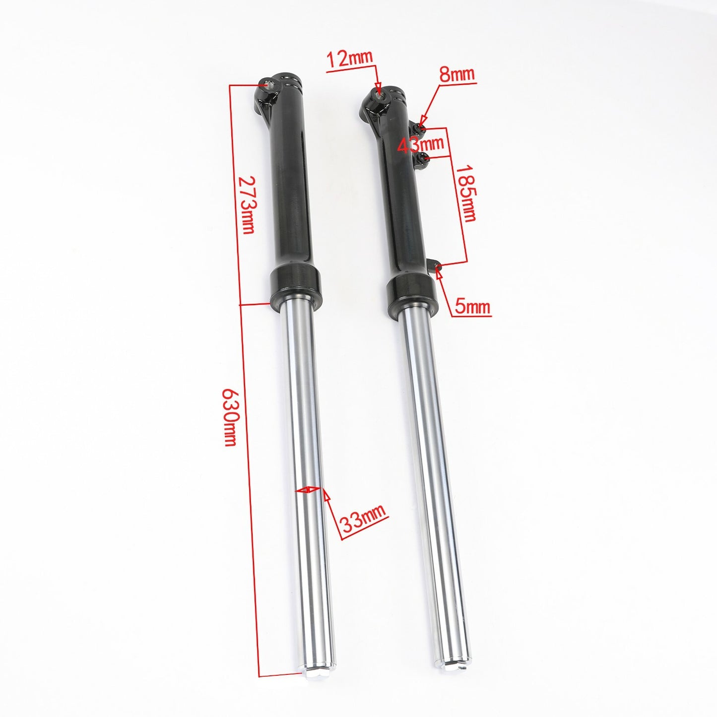 25-inch front fork suspension for 70cc, 110cc, and 125cc Apollo coolers for dirt pit bicycles.