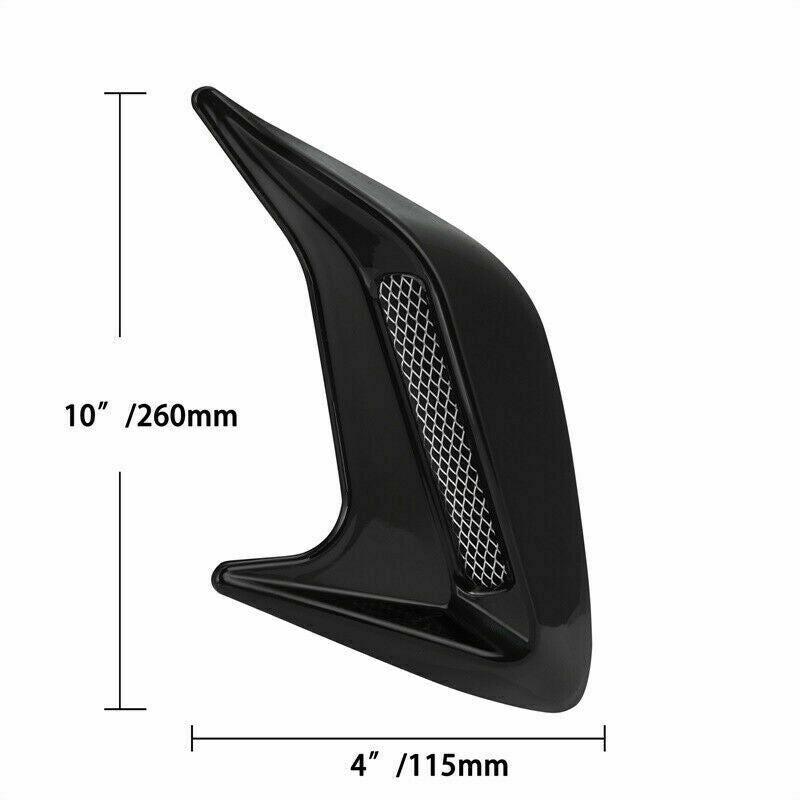 2x Car Black Universal Decorative Side Vent Air Flow Fender Intake Mesh Stickers