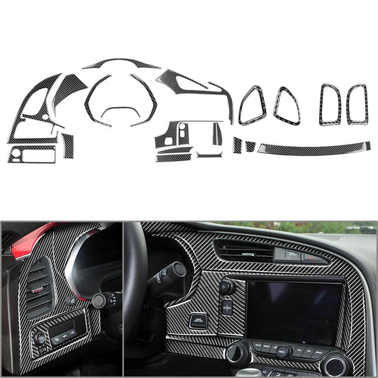 24Pcs Carbon Fiber Interior Decoration Cover for Chevrolet for Corvette C7 2014-2019
