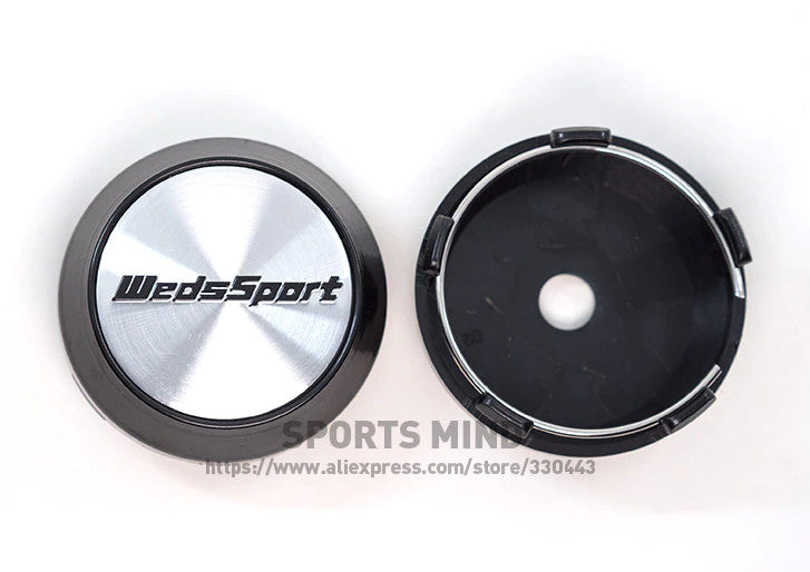 4x60mm WedsSport logo badge wheel center cap hubcap badge silver TE37 rims