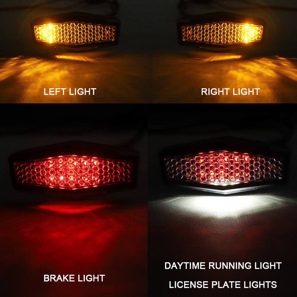 Motorcycle LED Turn Signals Brake Tail Light License Plate Integrated DRL Lamp