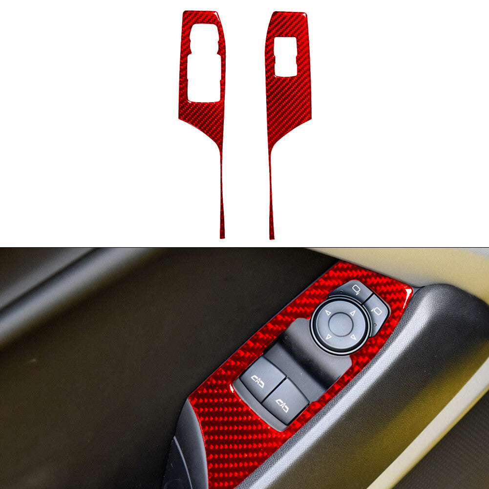 Window Lift Panel Trim Cover Bezel for Chevrolet Camaro 16-18 Carbon Fiber TypeB