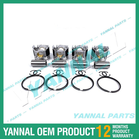 4-piece piston with piston rings + 0.5 mm for Yanmar 4TNE88 engine (oversized)