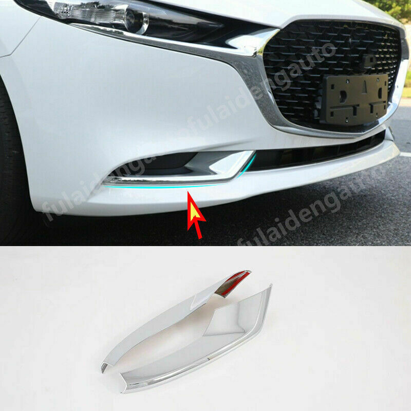 for Mazda 3 Axela 2019-2023 Chrome ABS Front Bumper Fog Light Lamp Cover Trims