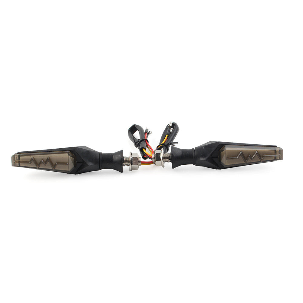 2x LED Flowing Turn Signal Amber Light Double-sided Blinker