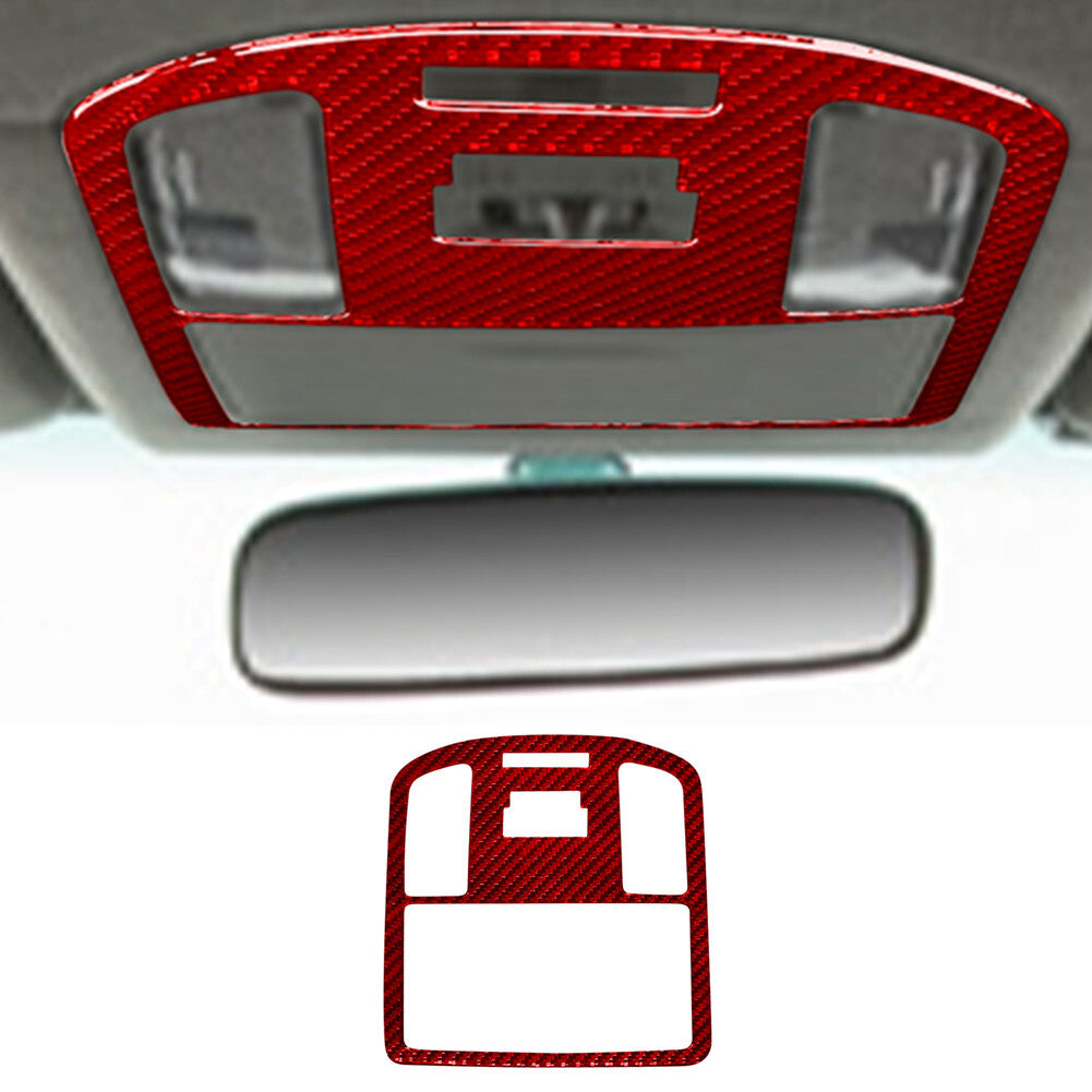 Red Carbon Fiber Roof Reading lights Frame Cover Trim for Toyota Hilux 2015-2021