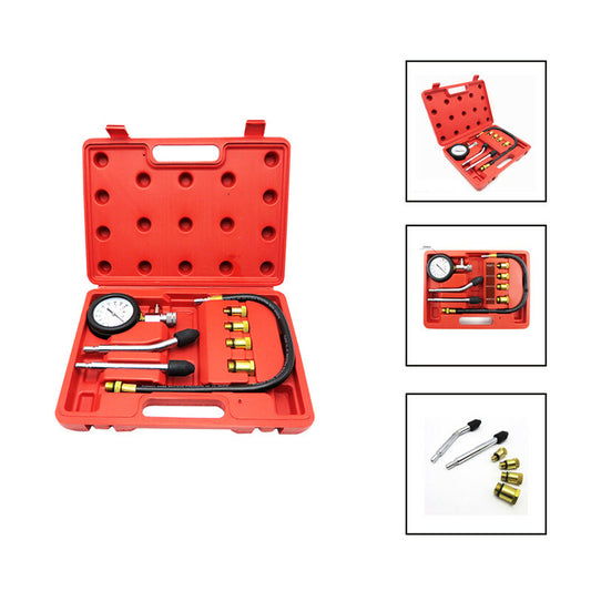 Car Compression Tester Pressure Gauge Tester Petrol Gas Engine Cylinder Adapter