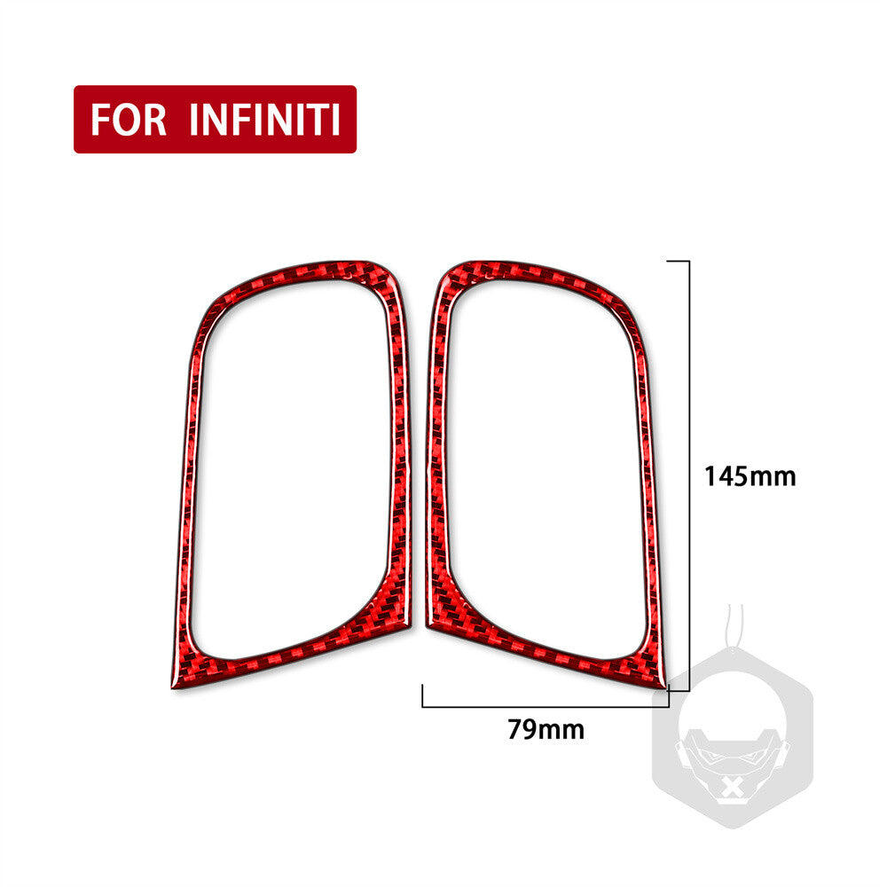 Red Carbon Fiber Interior Door Handle Ring Cover for Infiniti G37 2-Door 2010-13