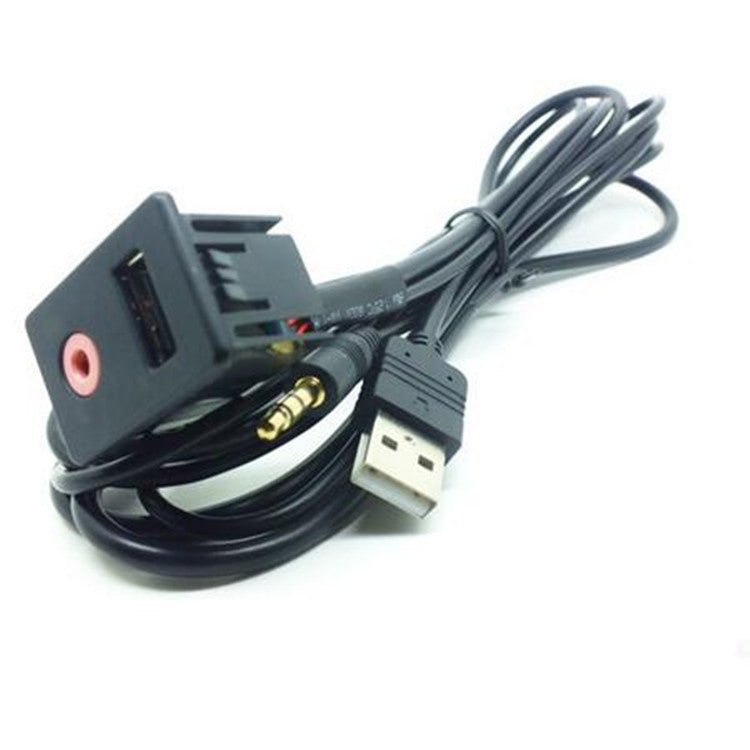 Car USB Audio Dash 3.5mm AUX Male Jack Flush Mount Mounting Adapter Panel Input